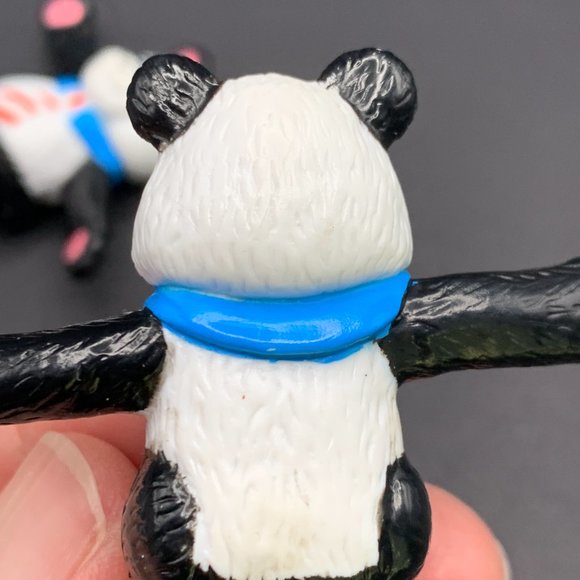 Vintage 1980’s Happy Panda Bear With Red Stripe Tie PVC Figure Cake Toppers - Picture 9 of 11